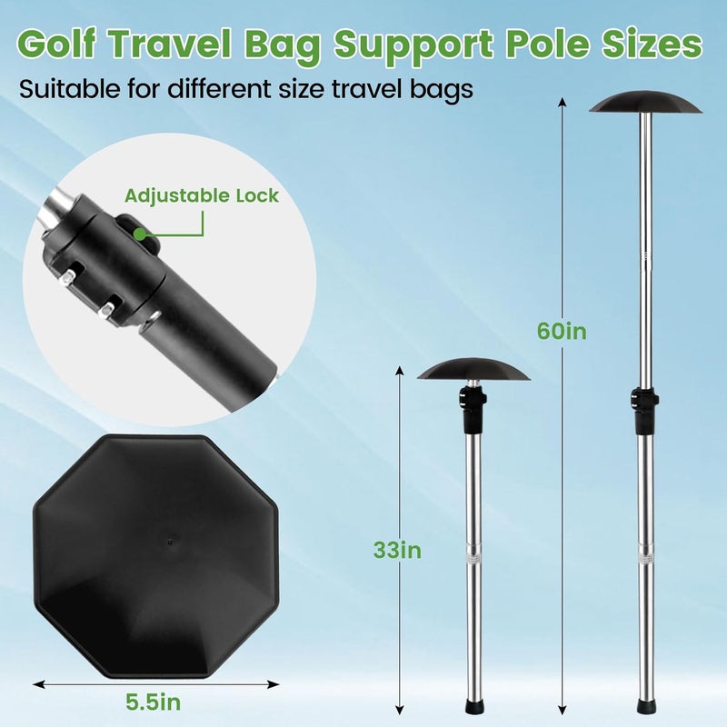 Greeily Golf Club Travel Protector Stick, 33"-60" Golf Travel Bag Support Pole Backup Support Adjustable for Airlines Stiff Arm Club Protector Metal Pole Hard Cover Black - Image 2
